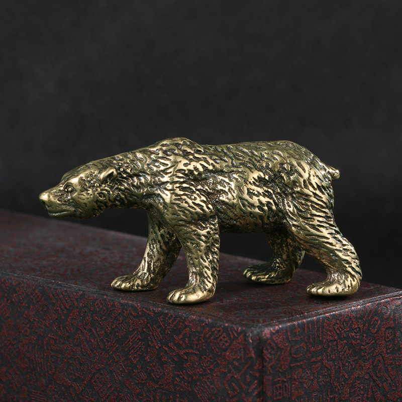 Vintage Collectible Bears - 1PC ヴィンテージ真鍮製のクマの彫刻アンティーク銅アートハンドヘルドピースティーペット動物装飾コレクションギフト家の装飾
