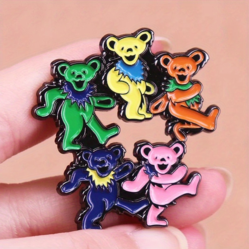 Vintage Collectible Bears - エナメルダンスベアピン,ロックバンドのインスピレーションを得たブローチ,音楽アルバム,ファンへのギフトコレクション