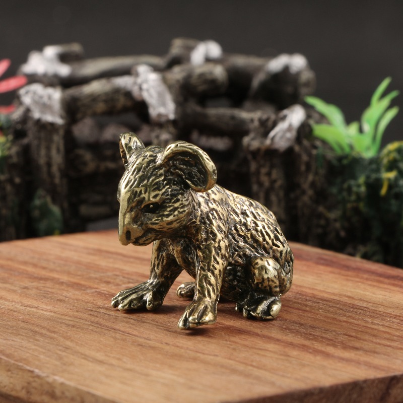 Vintage Collectible Bears - 1 PC ヴィンテージ手彫り真鍮コアラの置物クリエイティブデスクテーブルオーナメントメタルクラフトコレクションギフトユニークな誕生日プレゼント