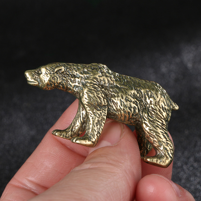Vintage Collectible Bears - ヴィンテージ中国製真鍮製の熊の像、アンティークミニ熊の置物、東洋のコレクターズアイテム、デスクオーナメントクラフト