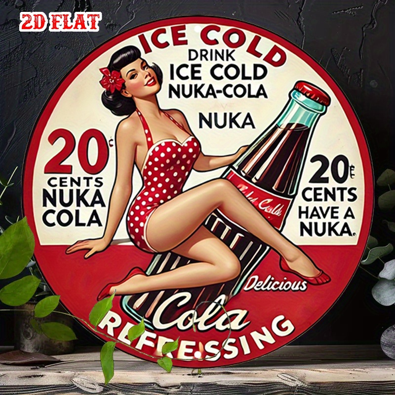 Vintage Collectible Signs - 2D フラット、1個 レトロ ピンナップ 7.87x7.87 ラウンド