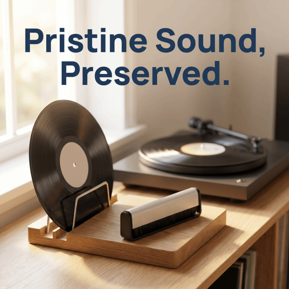 Vinyl Record Cleaner - 静電気防止ビニールレコードクリーニングブラシ Hi-Fiサウンドを保持し、カチカチ音や表面のノイズを軽減 カーボンファイバーレコードクリーナーブラシ