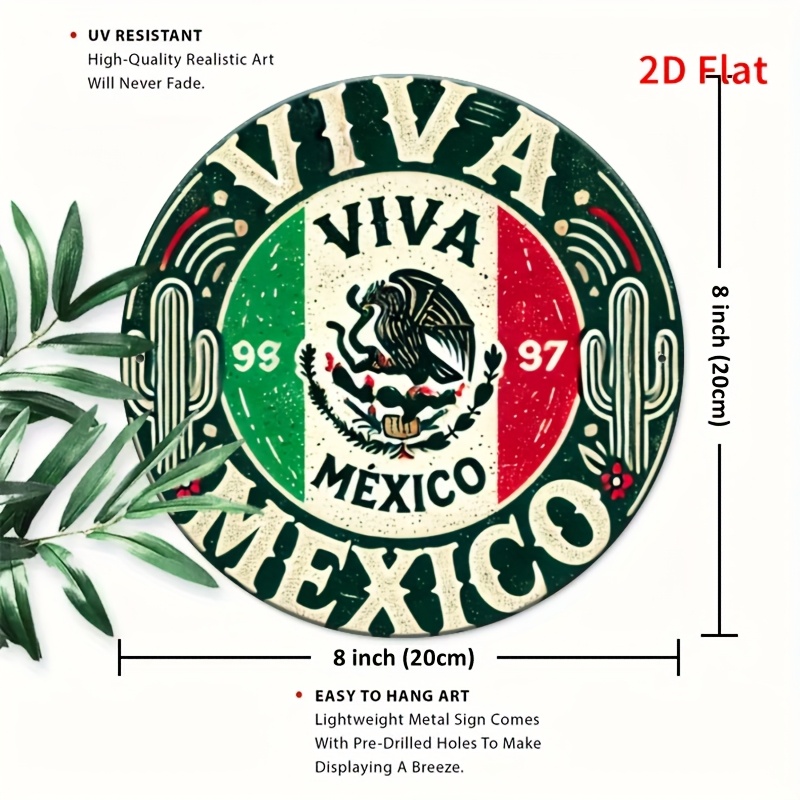 ヴィンテージ「メキシコ」ラウンドメタルサイン1枚 - 7.8 - Vintage Collectible Signs のレビューと価格
