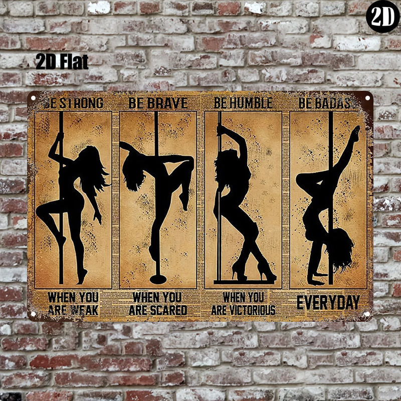 長方形のヴィンテージメタルティンサイン ポールダンスシルエッ - Vintage Collectible Signs のレビューと価格