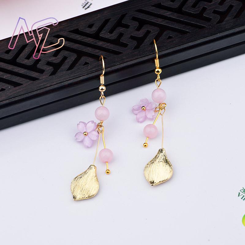 ピンク天然翡翠の花のイヤリングヴィンテージギフト女性のための - Vintage Collectibles For Sale のレビューと価格