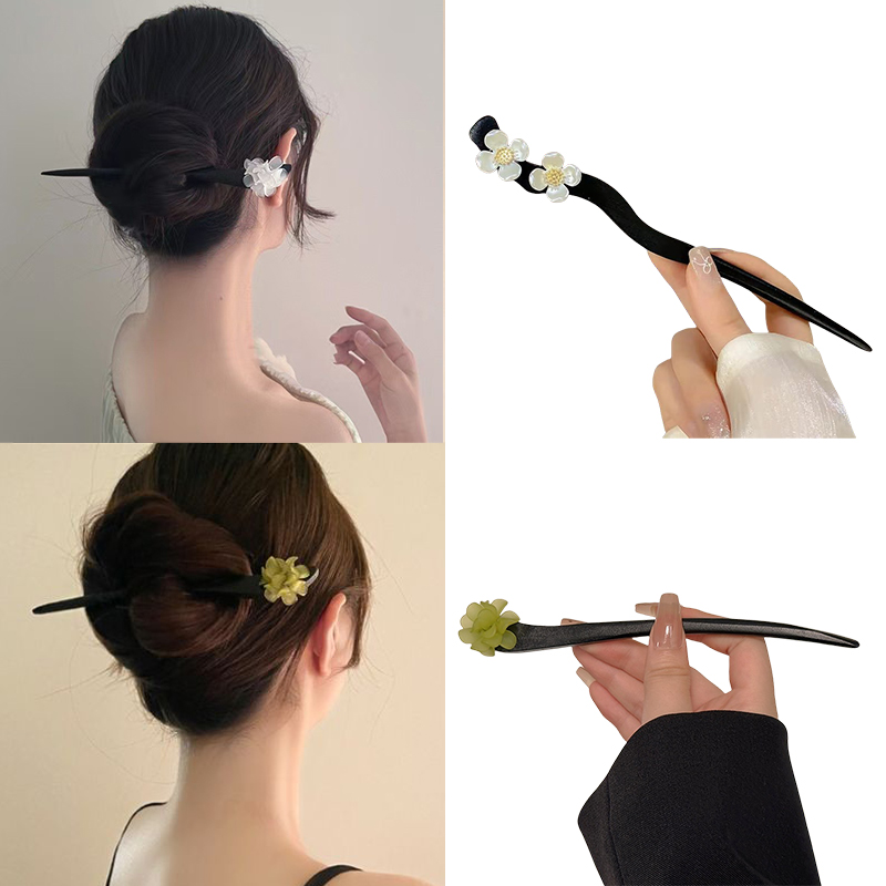 ヴィンテージ中国風の木製花ヘアスティックパールヘアピンジュエ - Vintage Collectibles For Sale のレビューと価格