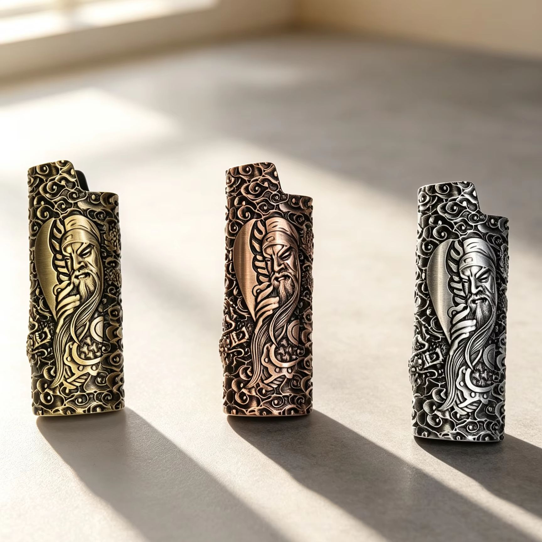 亜鉛合金製ライターケース BIC J6用 3D関公レリーフ  - Vintage And Collectible のレビューと価格