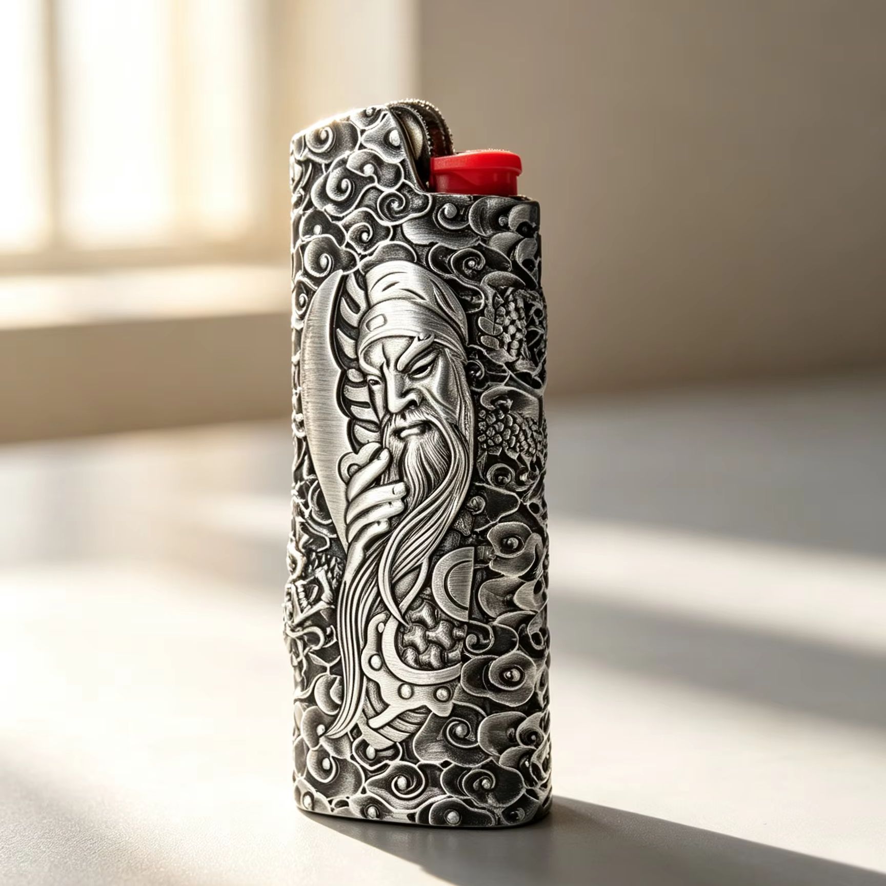 亜鉛合金製ライターケース BIC J6用 3D関公レリーフ  - Vintage And Collectible のレビューと価格