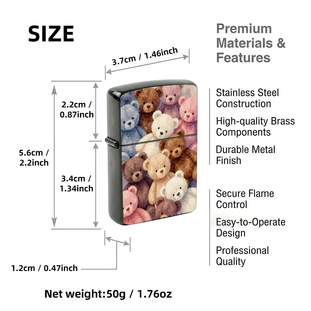 フリップトップライター かわいいテディベア 水彩画アート柄  - Vintage Collectible Bears のレビューと価格